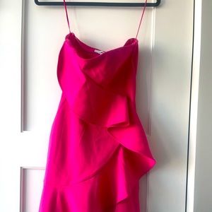 Likely ruffled strapless body con dress - hot pink - size 0
